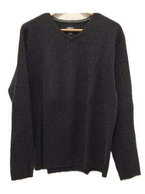 100% Cotton V-Neck Sweater | Charcoal Grey | L